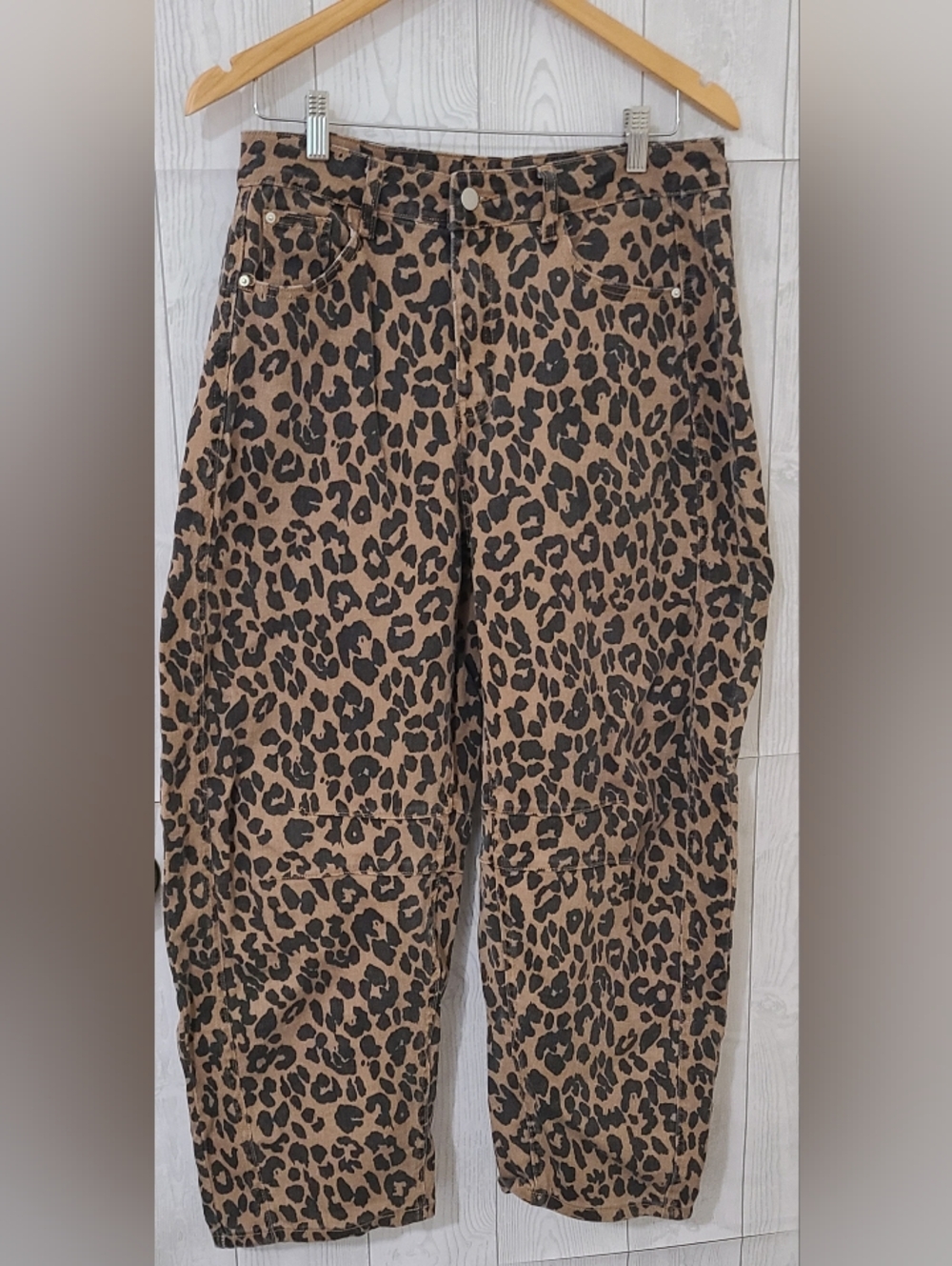 Leopard Print Utility Pants - Brown and Black